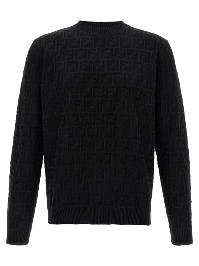 Fendi Ff Jacquard Sweater In Black