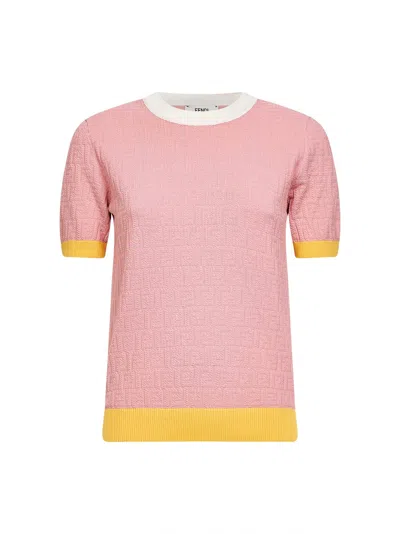Fendi Ff Jacquard Sweater In Pink