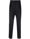 Fendi Ff-jacquard Tapered Wool Trousers In Blau