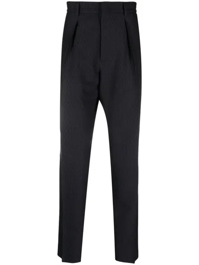 FENDI FF-JACQUARD TAPERED WOOL TROUSERS