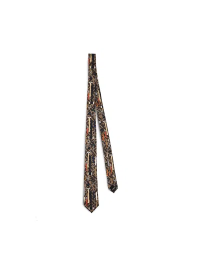 Fendi Ff Jacquard Tie In Zucca Multicolor