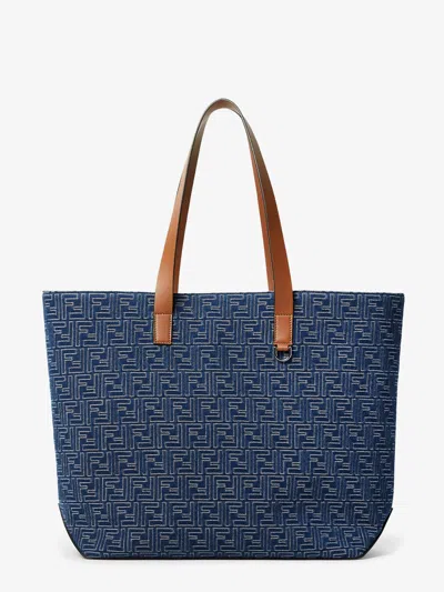 FENDI FF JACQUARD TOTE BAG WITH DENIM EFFECT