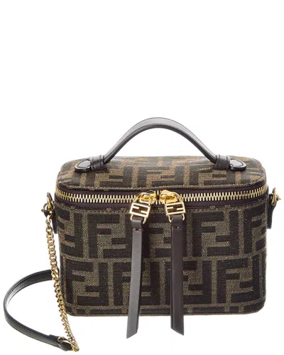 Fendi Ff Jacquard Vanity Case In Brown