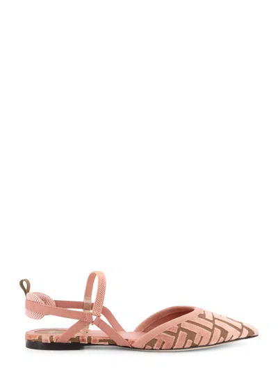 Fendi Ff Jacquard Velvet Slingback Ballerinas