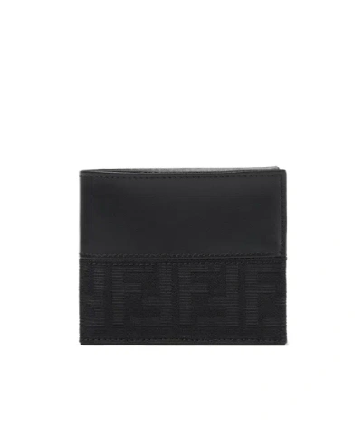 Fendi Ff Jacquard Wallet In Black
