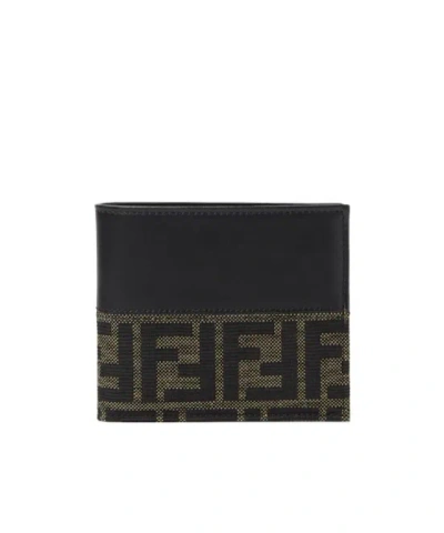 Fendi Ff Jacquard Wallet In Gray