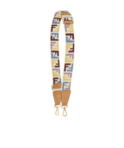 Fendi Ff Jacquard Webbing Shoulder Strap In Nude
