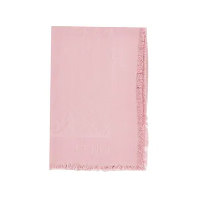 Fendi Ff Jacquard Wool And Silk Shawl In Pink