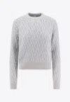 Fendi Ff Wool And Cashmere Crop Sweater In Light Blue