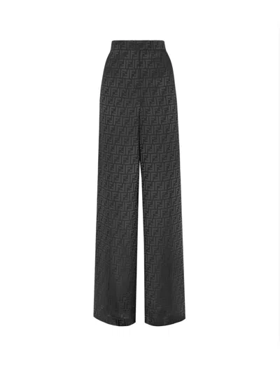 FENDI FF JCQUARD HIGH-WAIST STRAIGHT-LEG TROUSERS