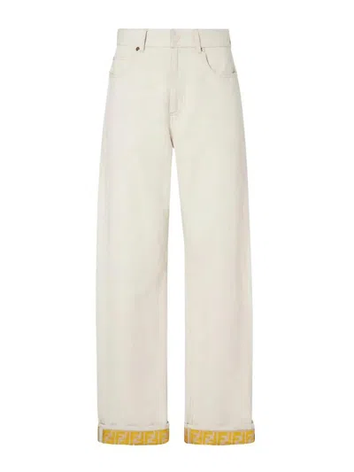 Fendi `ff` Jeans In White