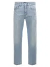 Fendi Cotton Jeans With Lateral Ff Print In Blue
