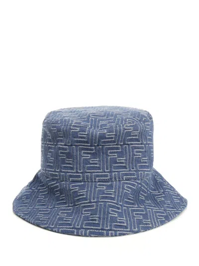 Fendi Ff Jeans Bucket Hats Blue