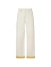 Fendi Ff Reverse Denim Jeans Belt Loops In Yellow