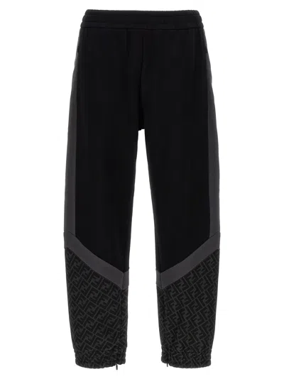 Fendi Men Sports Trousers With Logo In Black