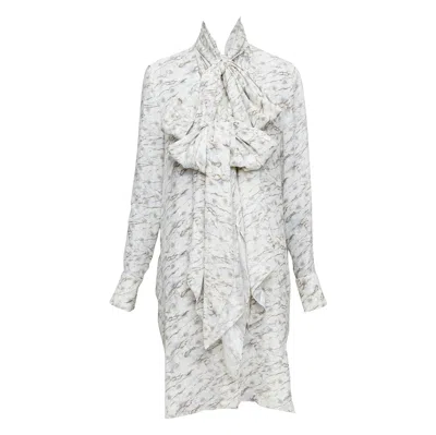 Pre-owned Fendi Ff Karligraphy Off White Monogram Marble Print Midi Dress It42 M