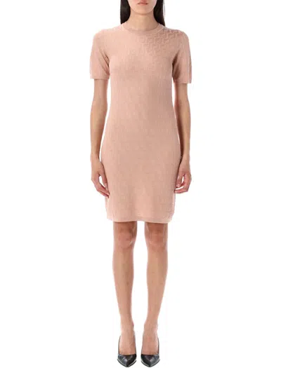 Fendi Ff Knit Mini Dress In Pink