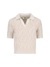 Fendi Beige Ff Wool And Cashmere Polo Shirt In Beige