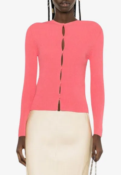 Fendi Ff Knitted Cardigan In Pink
