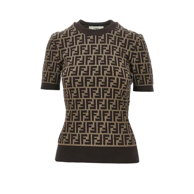 Fendi Ff Knitted T-shirt In Multi