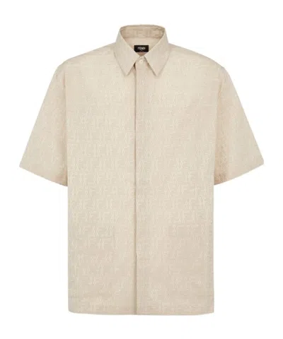 Fendi Ff Labyrinth Jacquard Shirt In Nude