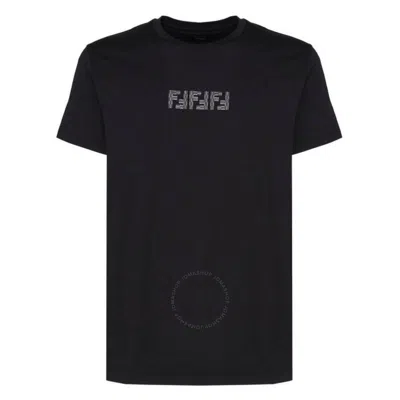 Fendi Ff Labyrinth Motif Cotton T-shirt In Black