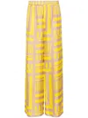 Fendi Golden Yellow Printed Silk Trousers In Gelb