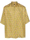 Fendi Ff Labyrinth Silk Shirt In Yellow