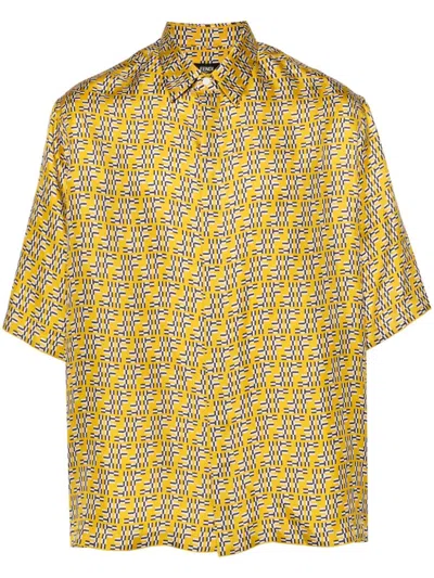 Fendi Yellow Ff Labyrinth Silk Shirt