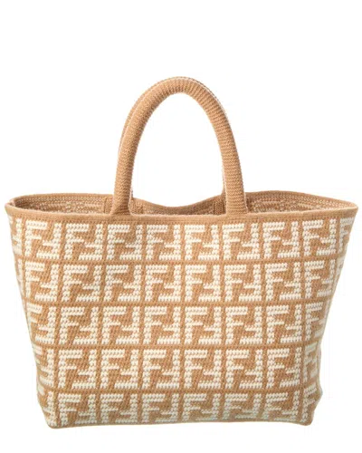 Fendi Ff Large Tote In Brown