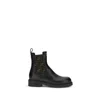 Fendi Women Black Ankle Boots With Elastic Side Detailing And Ff Motif In Leather Woman In Black