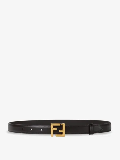 Fendi Ff Leather Belt In Black