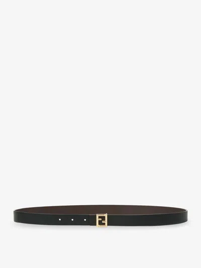 Fendi Ff Leather Belt In Black