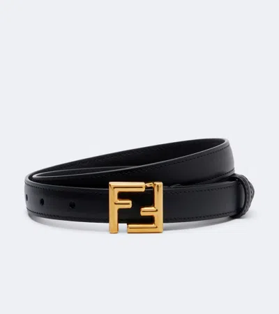 Fendi Ff Leather Belt In Black