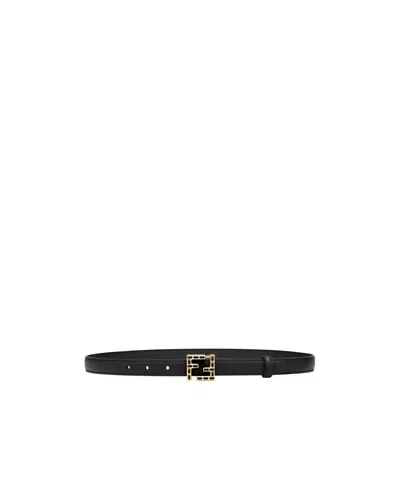 Fendi Ff Leather Belt In Black