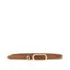 Fendi Ff Leather Slim Belt In Brown