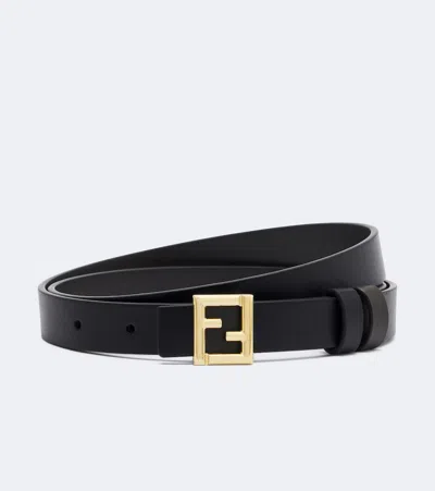 Fendi Ff Leather Belt In Black