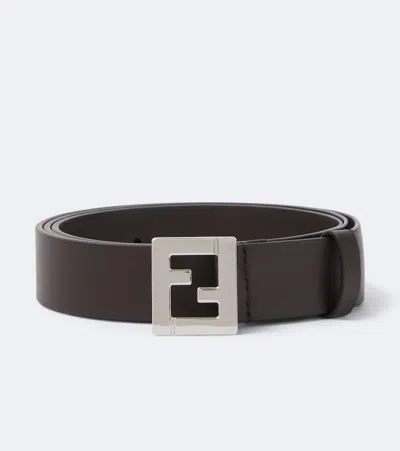 Fendi Ff Leather Belt In Brown