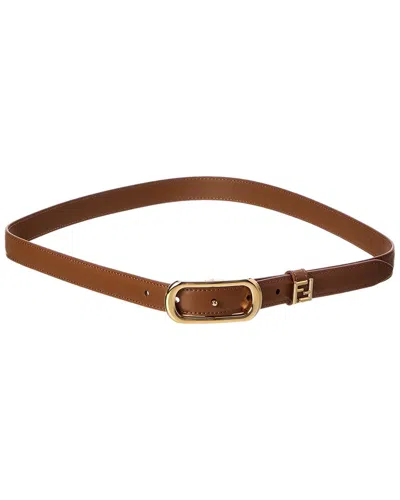Fendi Ff Leather Belt In Brown