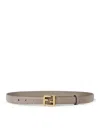 Fendi Ff Leather Belt In Grey