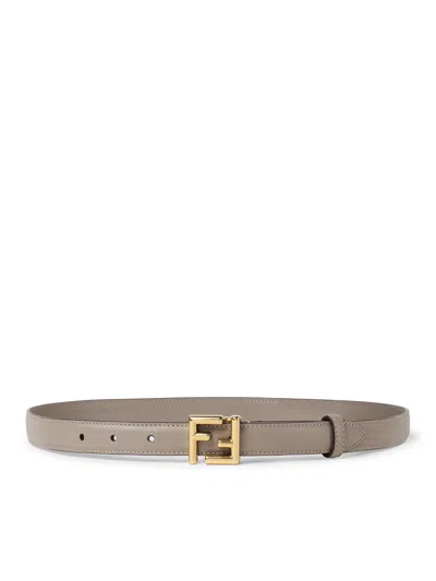 Fendi Ff Leather Belt In Beige