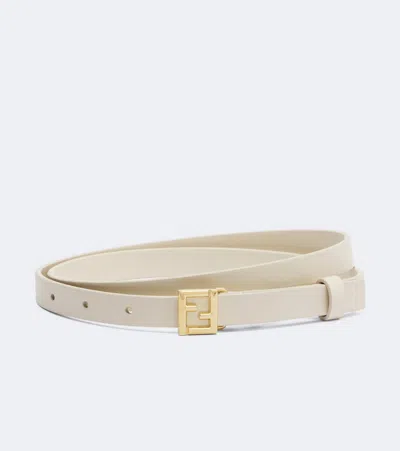 Fendi Ff Leather Belt In White