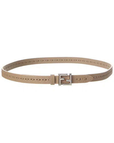 Fendi Ff Leather Belt In White