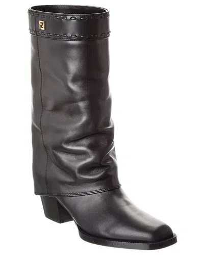 Fendi Ff Leather Boot In Black