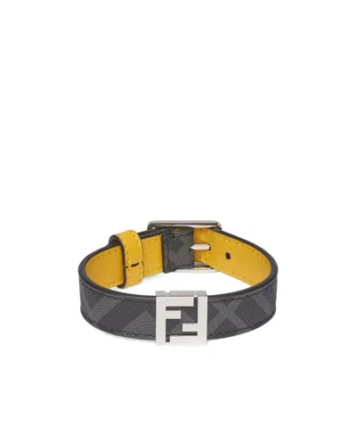 Fendi Ff Leather Bracelet In Multicolor