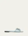 FENDI BAGUETTE FF LEATHER BUCKLE FLAT SLIDE SANDALS