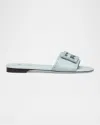 FENDI FF LEATHER BUCKLE FLAT SLIDE SANDALS