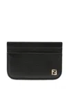 Fendi Ff Leather Card Case In Black