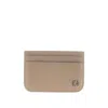 Fendi Ff Logo Smooth And Grained Leather Cardholder In Grey