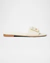 Fendi Wide-band Slide Sandals With Ff Baguette Motif In Pergamena